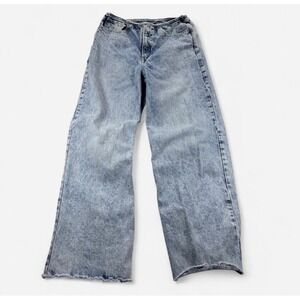 GAP Jeans Womens 4 27 Light Wash Wide Baggy Low Rise Raw Hem Denim Wide Leg
